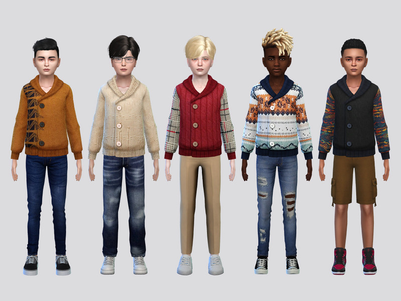 Sims 4 CC Thick Wool V Sweater Boys by McLayneSims