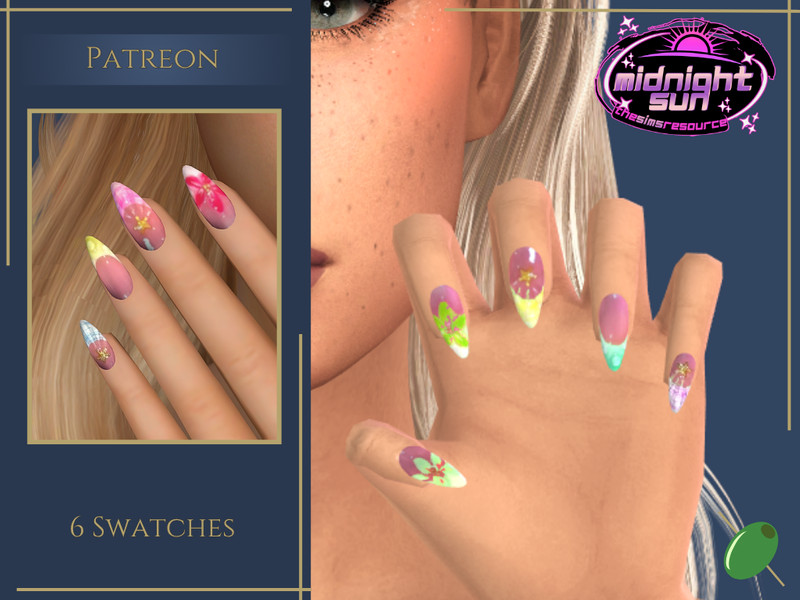 Sims 4 -Patreon- Midnight Sun Nails by Pitted0live