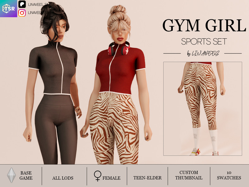 Sims 4 athletic clothing CC GYM GIRL - LEGGINGS by linavees