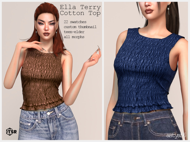 Sims 4 CC Ella Terry Cotton Top by astya96cc
