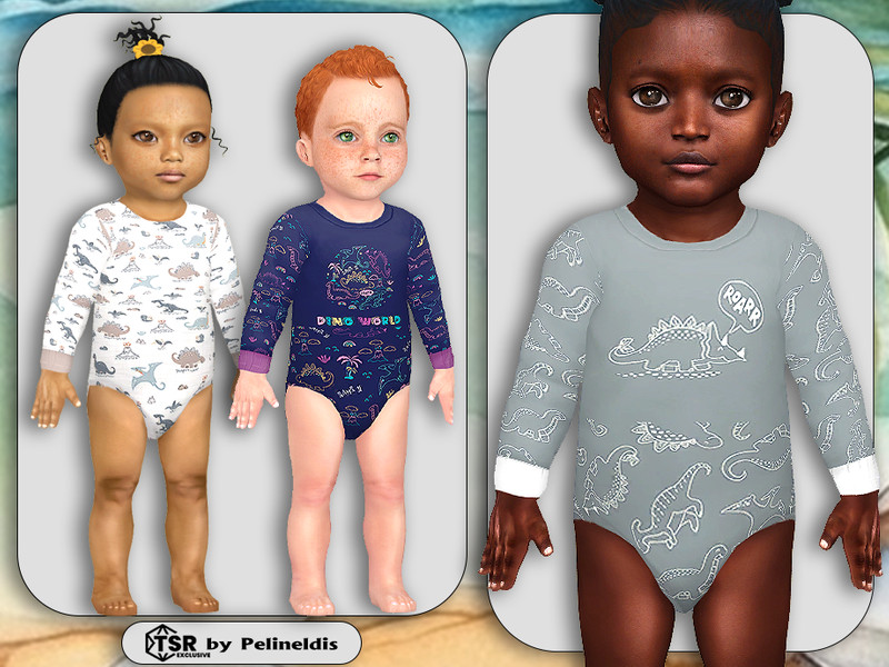 Sims 4 CC Infants Dinosaurs Bodysuits by Pelineldis