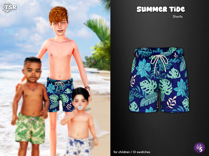 Sims 4 boys clothing CC Summer Tide Shorts (children) by WisteriaSims