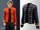 Sims 4 — Adult - Pop icon inspired military jacket with gold trim by Garfiel — A bold adult jacket featuring a structured