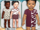 Sims 4 — Infants Burgundy and Ivory Short Pajamas by Pelineldis — Kids fashion clothing: five pajamas for infants Boys