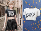 Sims 4 — Rockstar rebel crop tee by MysteriousOo — A casual crop top featuring a classic crew neckline, short sleeves,