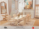 Sims 4 — Amelie - dining by melapples — an elegant dining room with a 6 seater table and a fireplace. 6x9