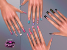 Sims 4 — Cherry Long Nails by Suzue — New Mesh (Suzue)
