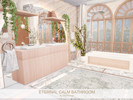 Sims 4 — Eternal Calm Bathroom by BlusterSims — A serene, spa-inspired bathroom featuring soft blush tones, natural wood