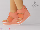Sims 4 — Female Platform Wedge Sandals by FlyStone — Female open-toe wedge sandals with wide crossover straps, elevated