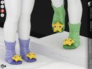 Sims 4 — Shoes KP1D- Toddler by KaTPurpura — Fluffy socks with a plaid pattern and a sponge star