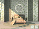 Sims 4 — Foglia Wall by Caroll912 — A 2-swatch neutral, whited-toned wallpaper in green foliage pattern. It comes as