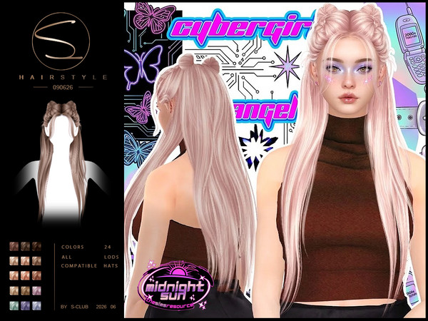 Sims 4 — S-CLUB BRAID LONG HAIRSTYLE MidnightSun by S-Club — BRAID LONG HAIRSTYLE sclub_ts4_hair_ 090626, hope you like,