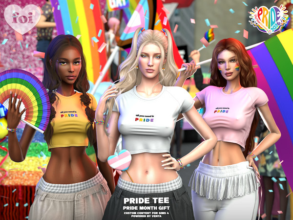 Sims 4 — FOI - Pride Tee by VentaStudio — 16 Swatches