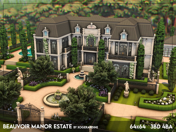 Sims 4 — Beauvoir Manor Estate - NO CC by xogerardine — I'm so in love with this house! Should I say mansion? It's
