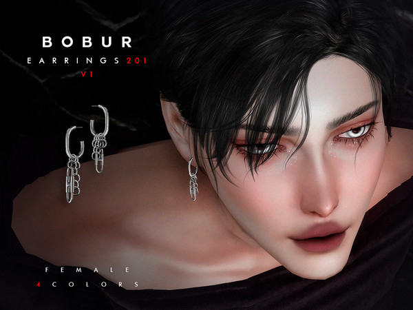 Sims 4 — Bobur Earrings 201 V1 by Bobur2 — Chain pendant earrings Set for female