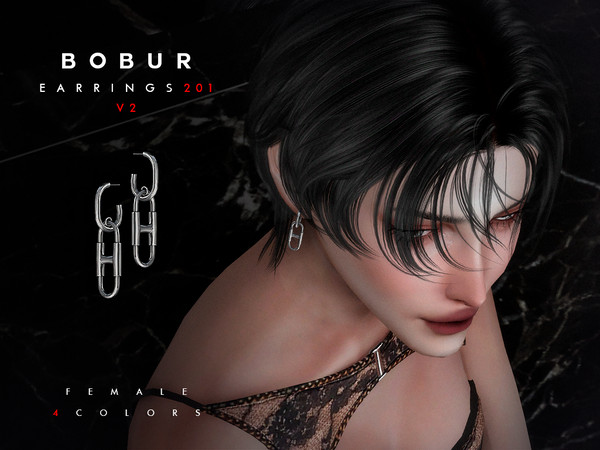 Sims 4 — Bobur Earrings 201 V2 by Bobur2 — Chain pendant earrings Set for female