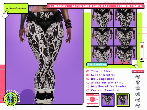 Sims 4 — Doodle Tights by unidentifiedsims — 6 Colours