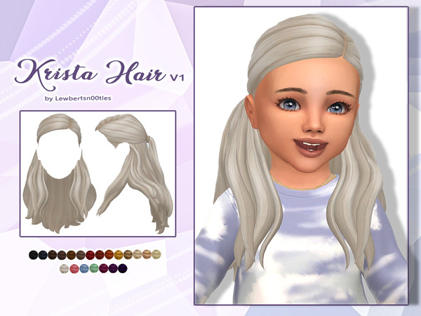 Sims 4 — Krista Hair V1 - Toddler version by Lewbertsn00tles — A delicate half-up, half-down hairstyle, with strands