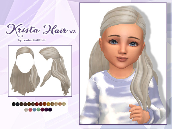 Sims 4 — Krista Hair V3 - Toddler version by Lewbertsn00tles — A delicate half-up, half-down hairstyle, with strands