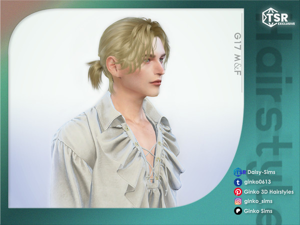 Sims 4 — Low Ponytail Hair with Curtain Bangs by Daisy-Sims — 21 colors