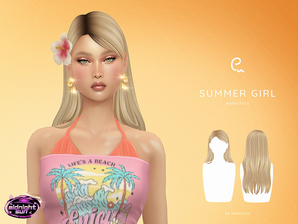 Sims 4 — Midnight Sun - Summer Girl Hairstyle by Enriques4 — New Mesh