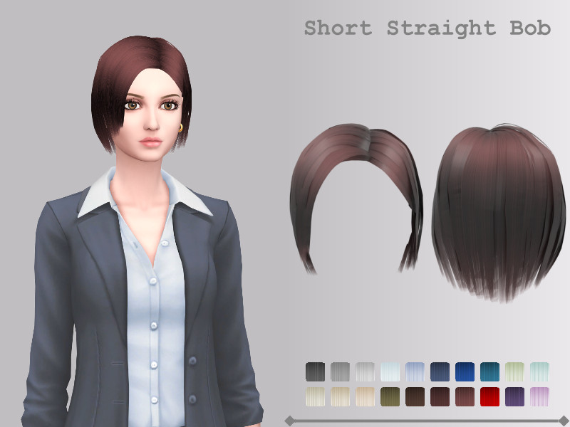 Sims 4 short cropped and unisex hairstyle CC Short Straight Bob by Yinyn
