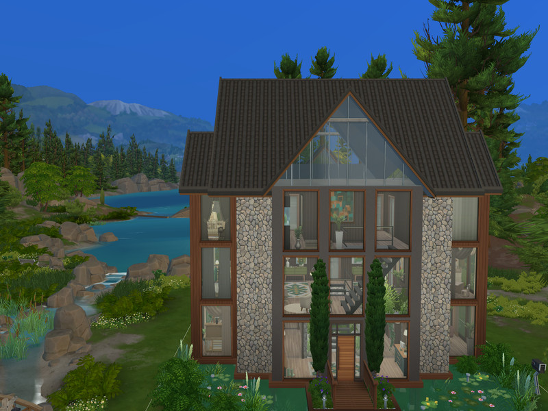 Sims 4 hospitality dining and leisure lot CC Everwood Lodge - No CC The Sims 4 Build by Darivalle