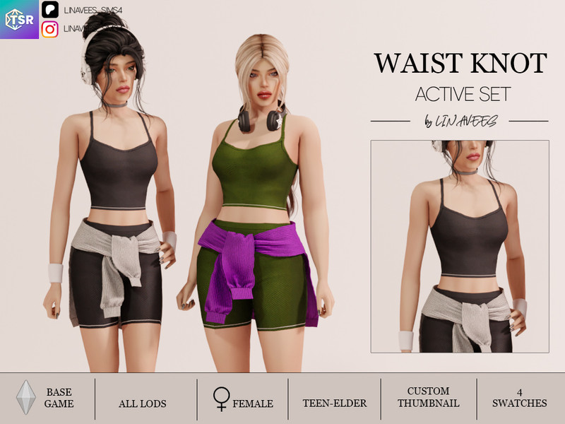 Sims 4 belt and belted fashion CC WAIST KNOT - TOP by linavees