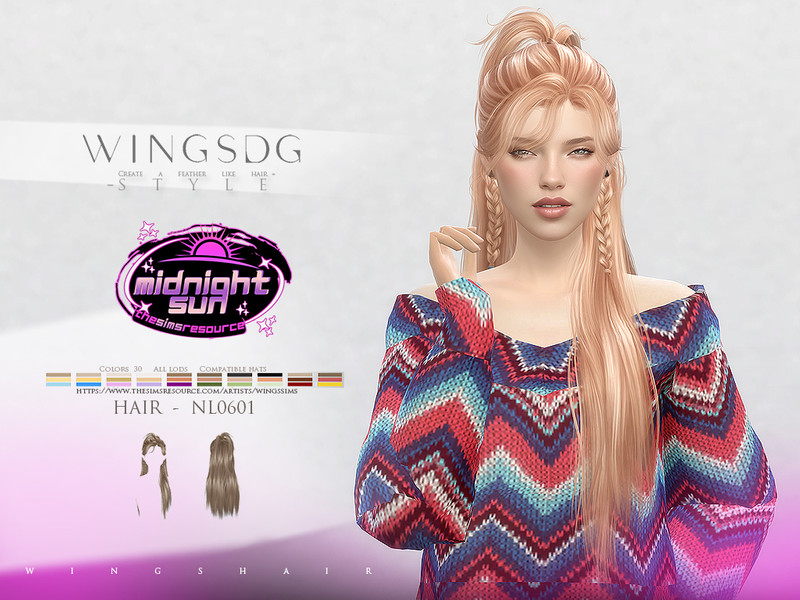 Sims 4 long flowing and layered hairstyle CC WINGS HAIR - long straight hair by wingssims
