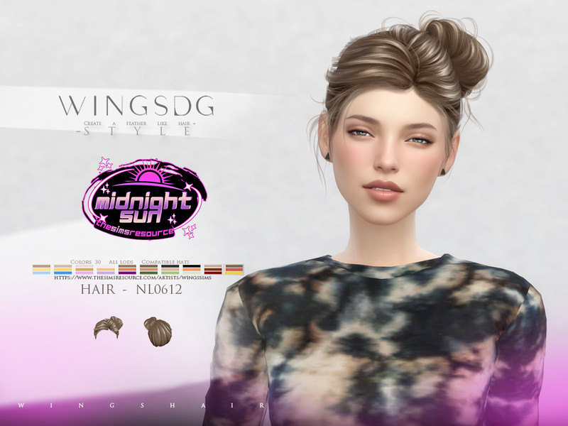 Sims 4 short cropped and unisex hairstyle CC WINGS HAIR-bun short hair by wingssims