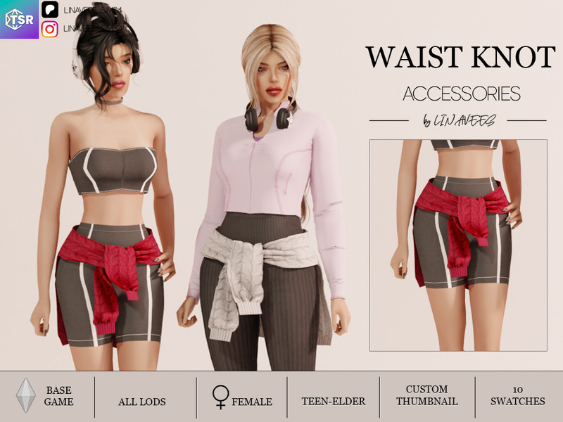 Sims 4 RITA - WAIST KNOT - ACCESSORIES by linavees