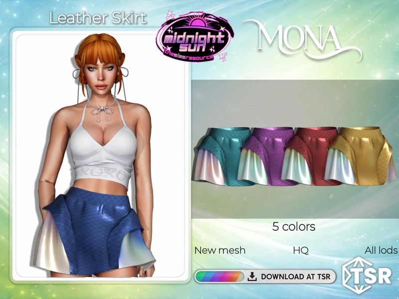 Sims 4 CC Leather Skirt by Mona