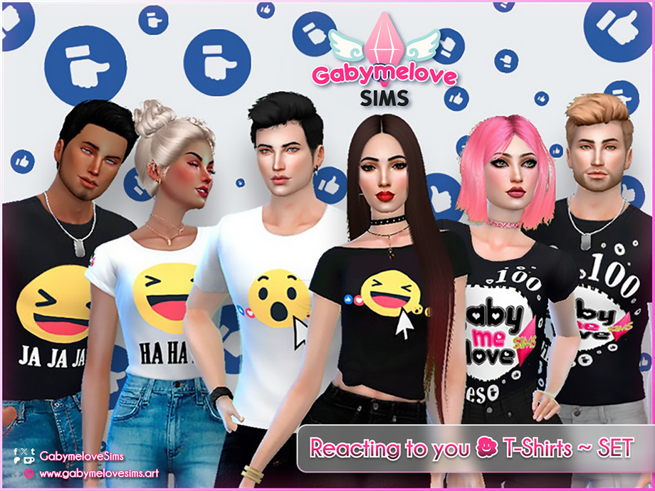 The Sims Resource | [Gabymelove Sims] Reacting to you T-Shirts ...
