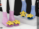 Sims 4 — Shoes KP1D- Female by KaTPurpura — Fluffy socks with a plaid pattern and a sponge star