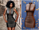 Sims 4 — Laced leather bodycon dress by MysteriousOo — A bold faux leather mini dress featuring a sleek sleeveless design