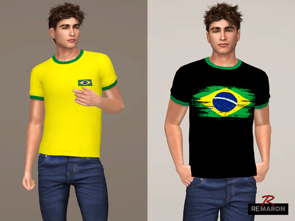 Sims 4 — Brazil Shirt Menswear by remaron — Brazil shirt for Male Sims, teens to elders in The Sims 4 ReMaron_M_Top034