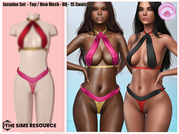 Sims 4 — Harmonia_PTR_JasmineBikini_Bottom by Harmonia — Bikini Top and Bottom - 15 Swatches