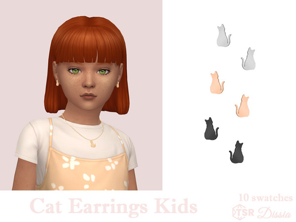 Sims 4 — Cat Earrings Kids by Dissia — Cat shape earrings for kids