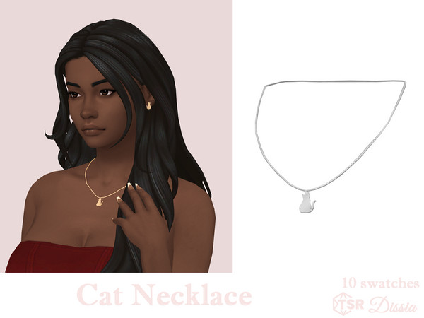 Sims 4 — Cat Necklace by Dissia — Necklace with a cat shape pendant