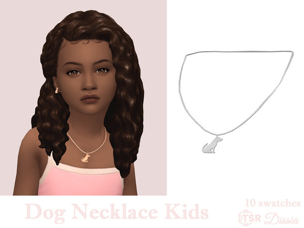 Sims 4 — Dog Necklace Kids by Dissia — Necklace with a cat shape pendant for kids