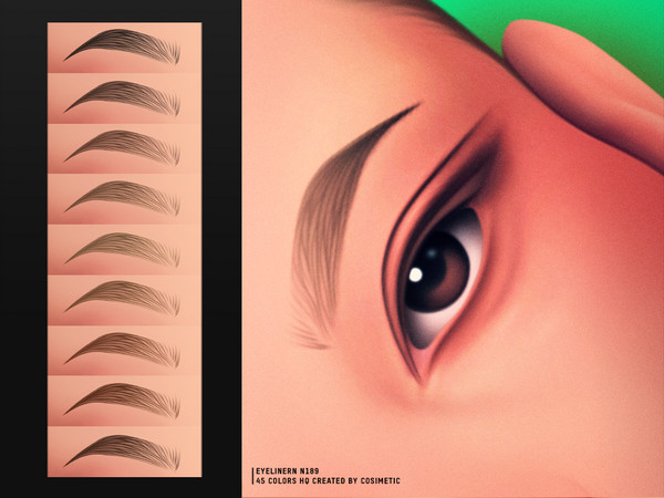 Sims 4 — Astra Lift Brows by cosimetic — Eyebrows N189 A sleek, softly lifted eyebrow style featuring fine hair strokes