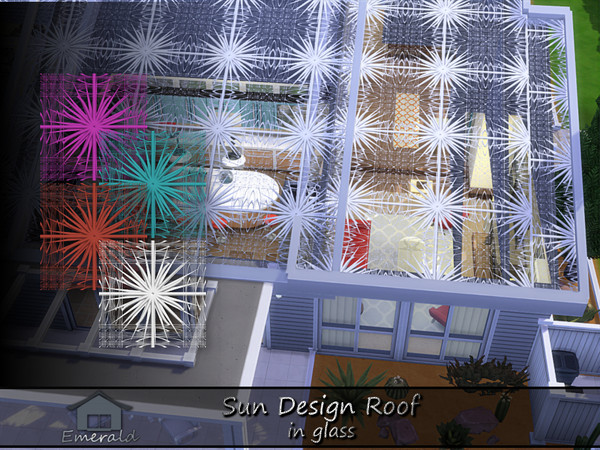 Sims 4 — Sun Design Roof in glass by Emerald — Decorative specialty glass roof to add a touch of elegance to your