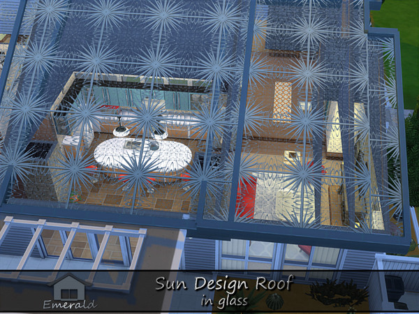 Sims 4 — Sun Design Roof in glass1 by Emerald — Decorative specialty glass roof to add a touch of elegance to your
