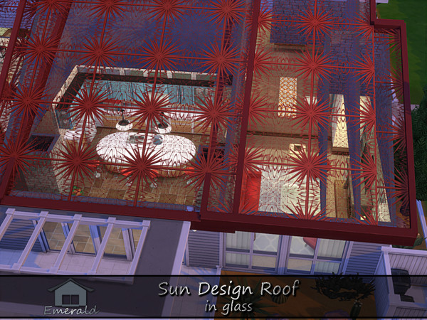 Sims 4 — Sun Design Roof in glass3 by Emerald — Decorative specialty glass roof to add a touch of elegance to your