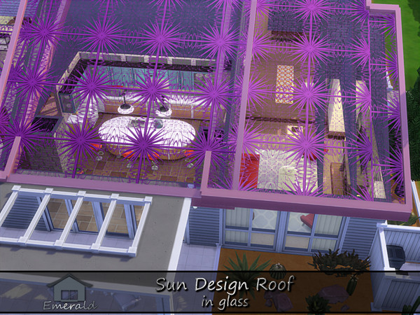 Sims 4 — Sun Design Roof in glass6 by Emerald — Decorative specialty glass roof to add a touch of elegance to your