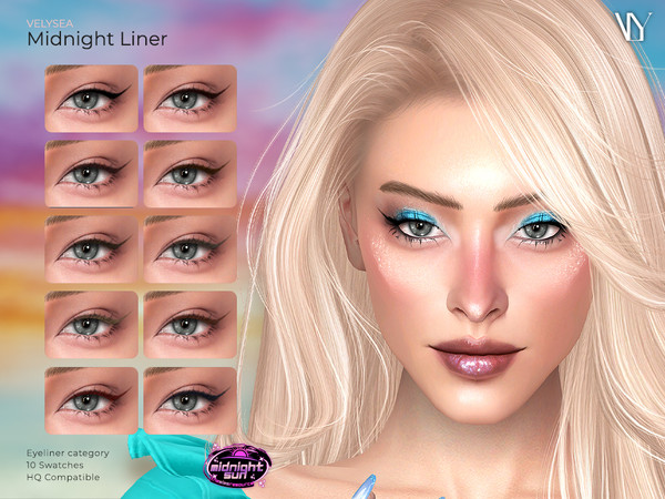 Sims 4 — VELYSEA Midnight Liner by VELYSEA — Eyeliner category HQ comatble 10 swatches