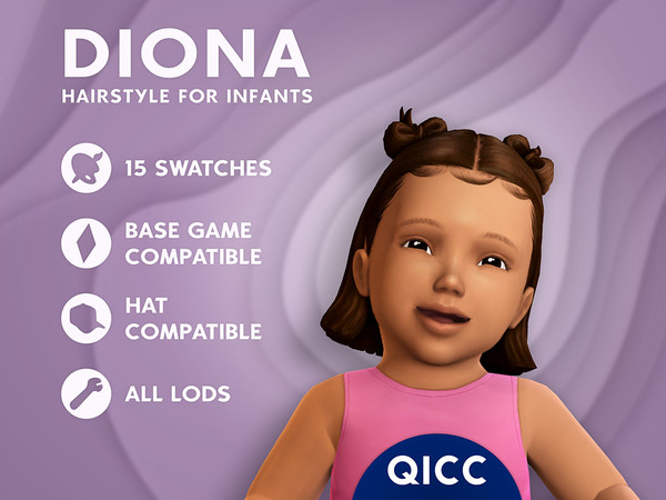 Sims 4 — Diona Hair by qicc — Half-up double space buns short bob hairstyle with edges. - Maxis Match