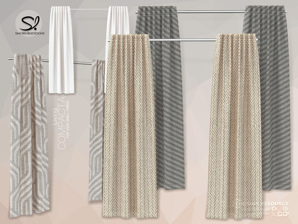 Sims 4 — Compacta Living- Curtain 2 tiles Short by SIMcredible! — A beautiful small living room for your sims with modern