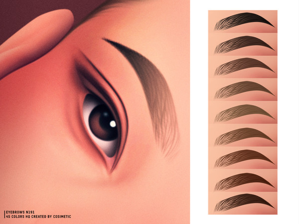 Sims 4 — Fox Arch Brows by cosimetic — Eyebrows N191 Fox Arch Brows feature a sleek, lifted shape inspired by the modern