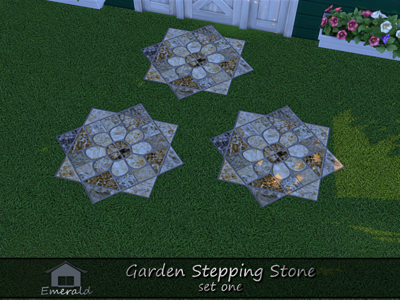 Sims 4 outdoor living and leisure CC Garden Stepping Stone set one 4 by Emerald